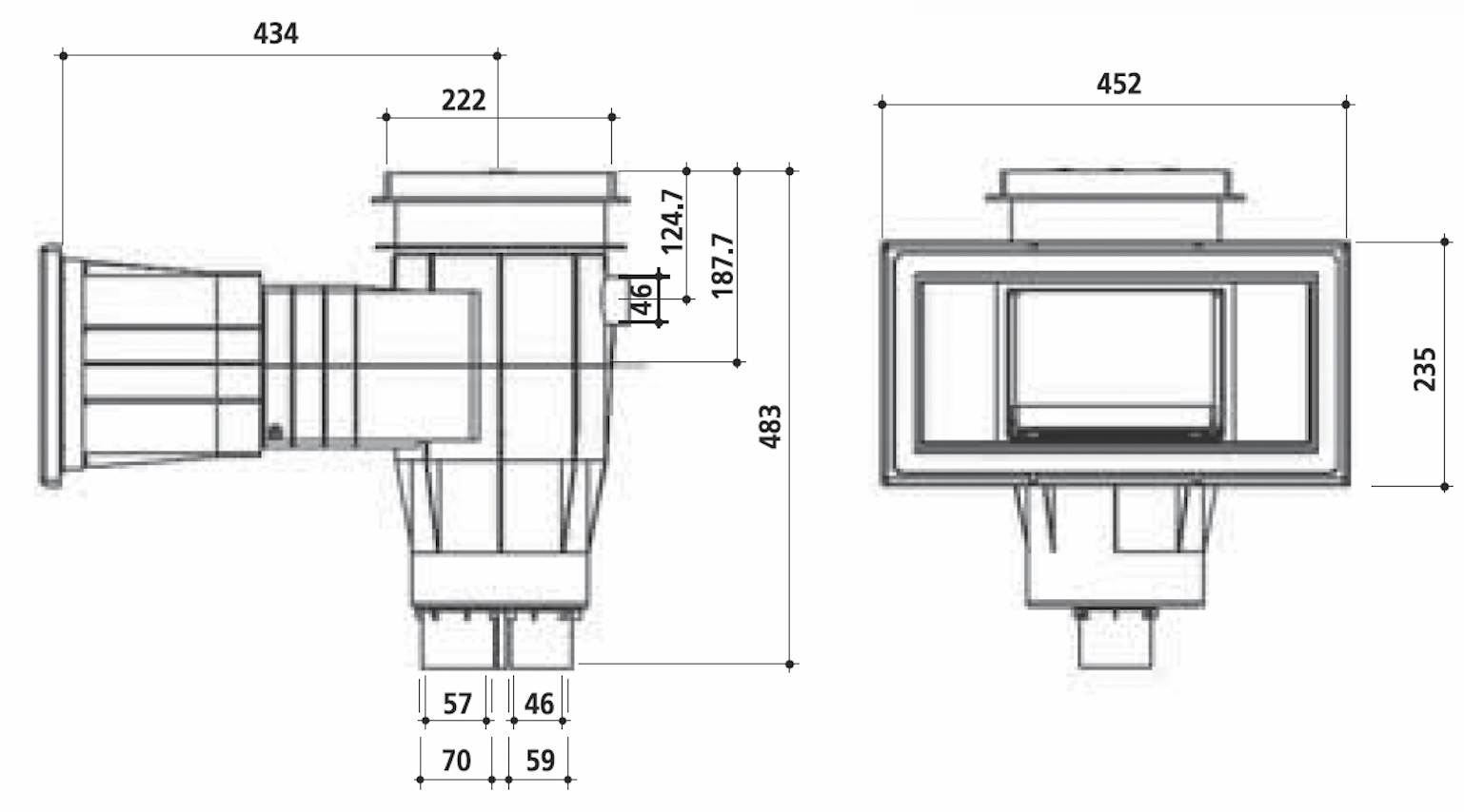 Скиммер Gemas 452х235мм 2" ВР с квадратной крышкой с декор. рамкой (плитка) (04122FW)